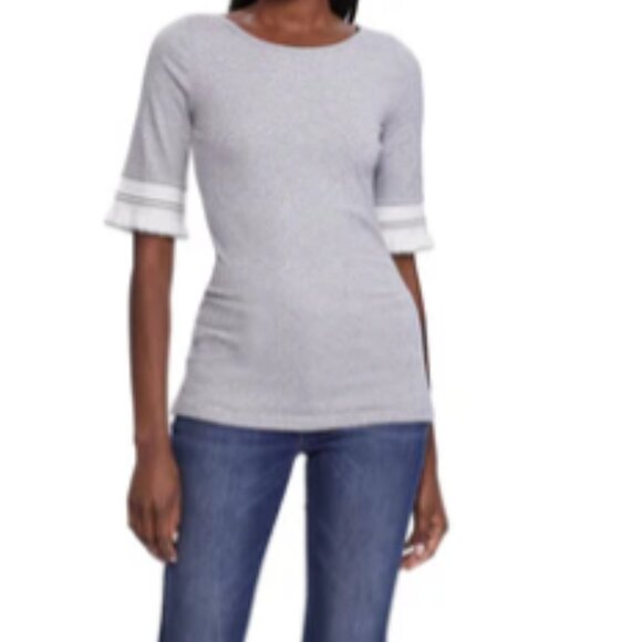 Lauren Ralph Lauren Gray Ruffled Top – Size Medium - Picture 6 of 9